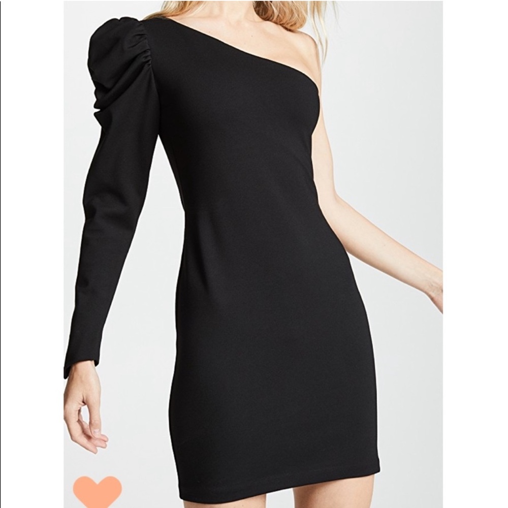 Amanda Uprichard One Shoulder Puff Sleeve Dress